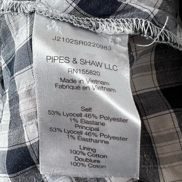 VERONICA BEARD Sherry Crinkled Plaid Mini Dress Size Small Navy Blue White - Picture 11 of 14